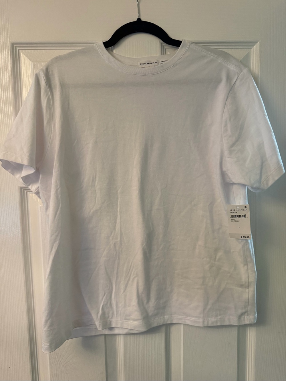 NWT Good American Cotton Classic Tee White Size L $59